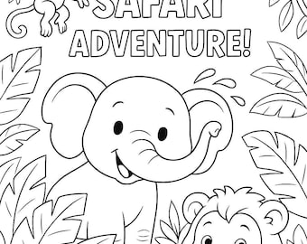 Kids Jungle Safari Coloring Activity Book - 18 printable PDF animals coloring fun pages