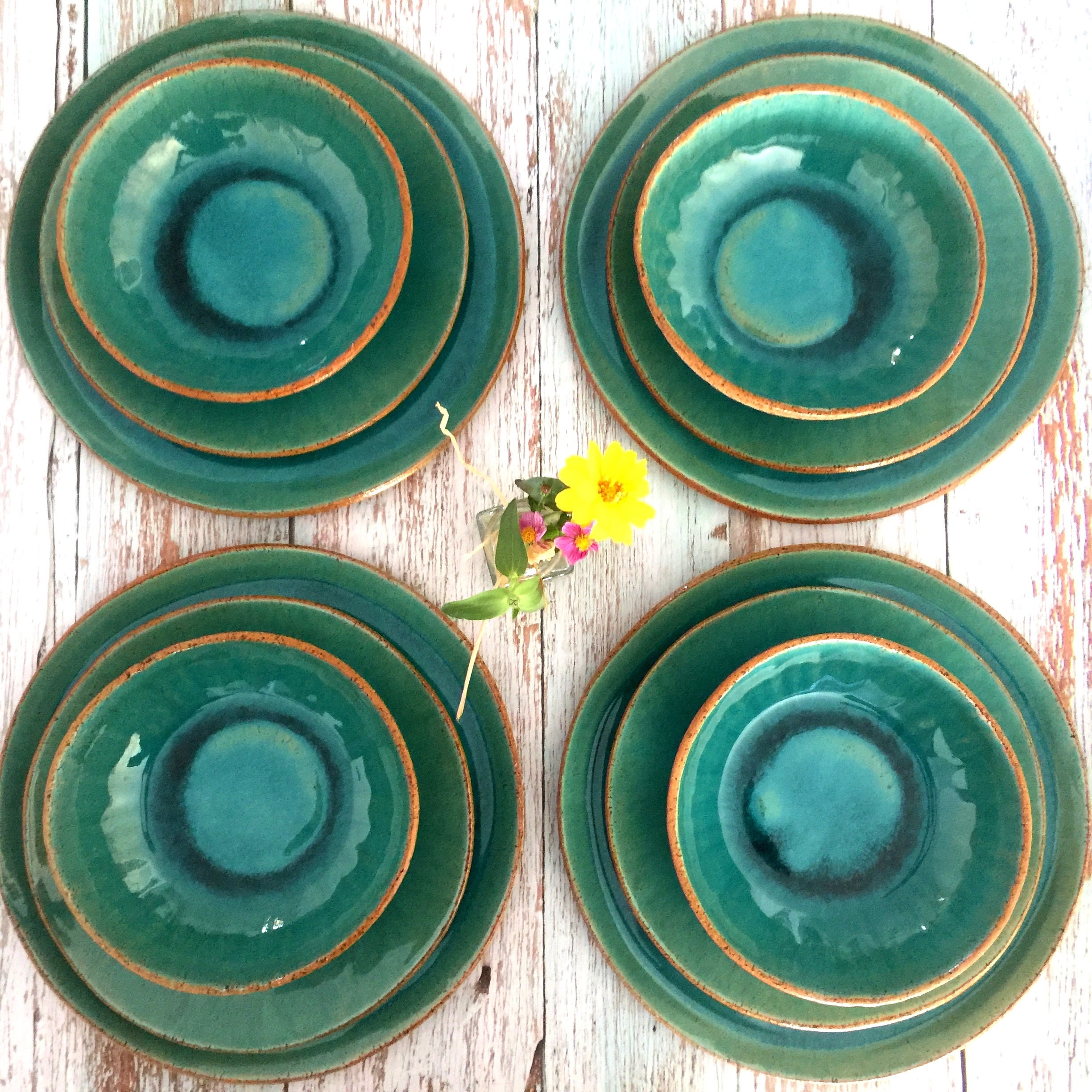 Dinnerware Set for 4/8/12 Handmade Pottery Dinner Plates - Etsy