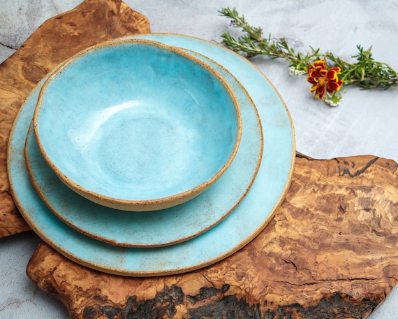 Rustic Handmade Ceramic Set For One Person Dinner Plate And A Bowl Of The Breaking Waves Collection 2 Pieces Farmhouse Dinnerware Sets Home Living Stokfella Com Rustic Handmade Ceramic Set For One, Farmhouse Dinnerware Sets