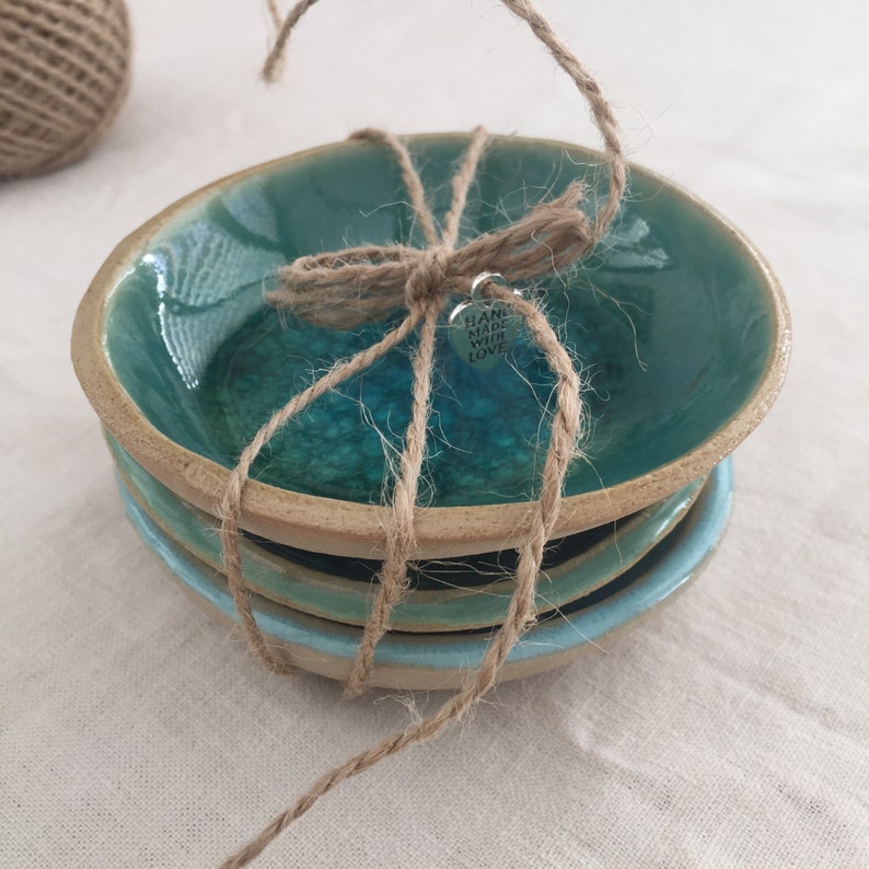 Small Pottery Bowls Set of 3 Appetizer Plates by Artist's Etsy