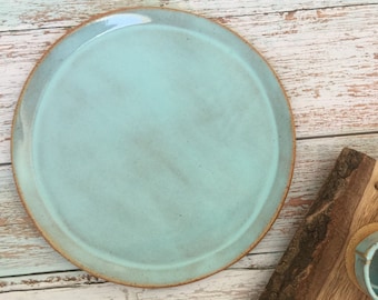 Handmade Ceramic Plate, Pottery Dinner Plate, Stoneware Plates, Modern Dinnerware Plate, Large Rustic Plates, Tableware in Blue or Green