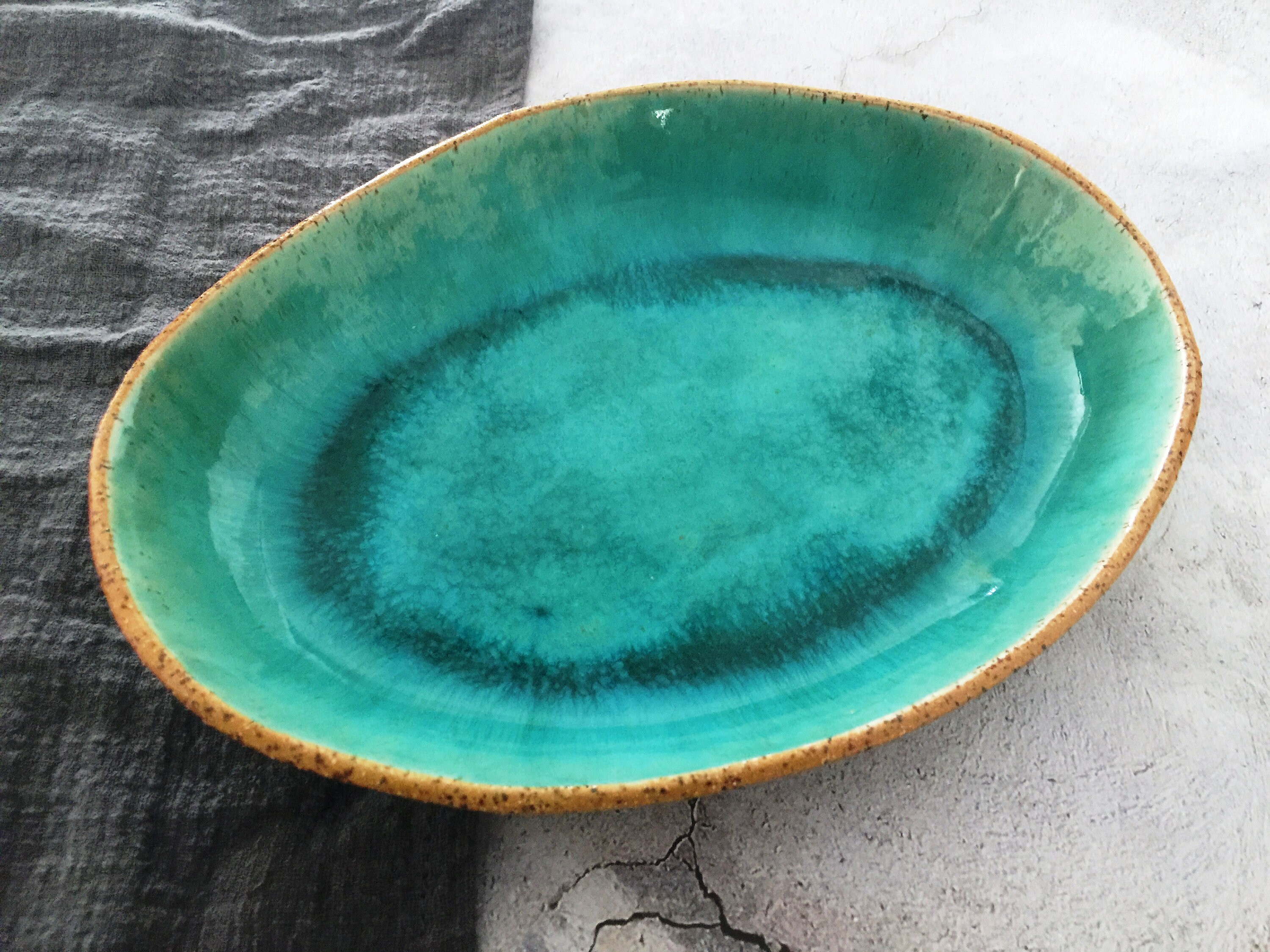 Serving Platter Set of 2 Ceramic Platter Oval Handmade Etsy