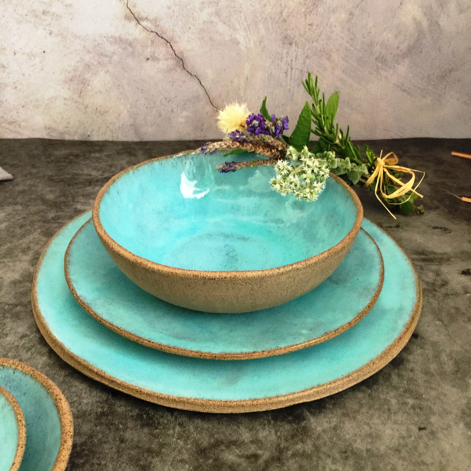 Farmhouse Pottery Dish Set Handmade Ceramic Dinnerware Set Etsy