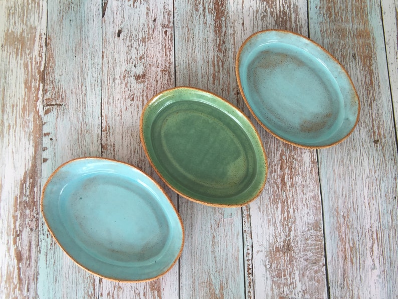 Serving Platter Set of 2 Ceramic Platter Oval Handmade Etsy