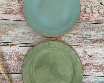 Ceramic Plates, Serving Platter Set of Two, Minimalist Handmade Pottery Dinner Plates, Serving Plates, Mother's Day Gift - 10.5"