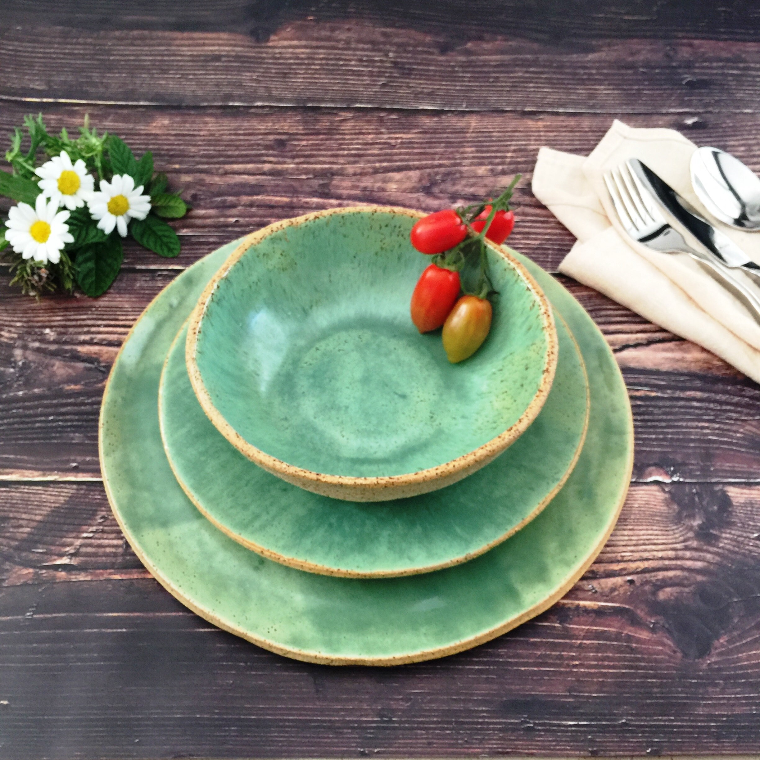 Farmhouse Dinnerware Set Rustic Handmade Ceramic Set of Etsy Canada