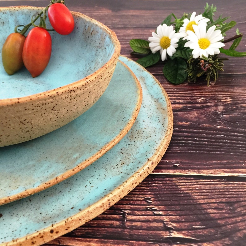 Modern Rustic Blue Dinnerware Set for 4/8/12 Dinner Set of Etsy
