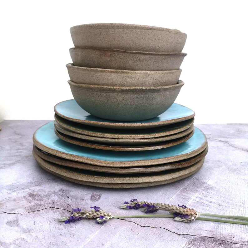 Handmade Dinnerware Set Green Rustic Dinner Set of 3 Etsy