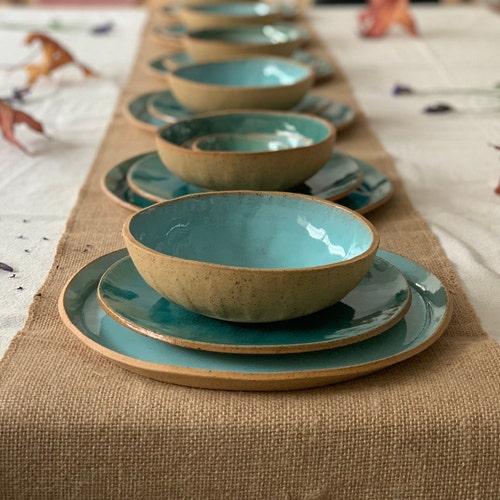 Farmhouse Dinnerware Set Rustic Handmade Ceramic Set of Etsy Australia