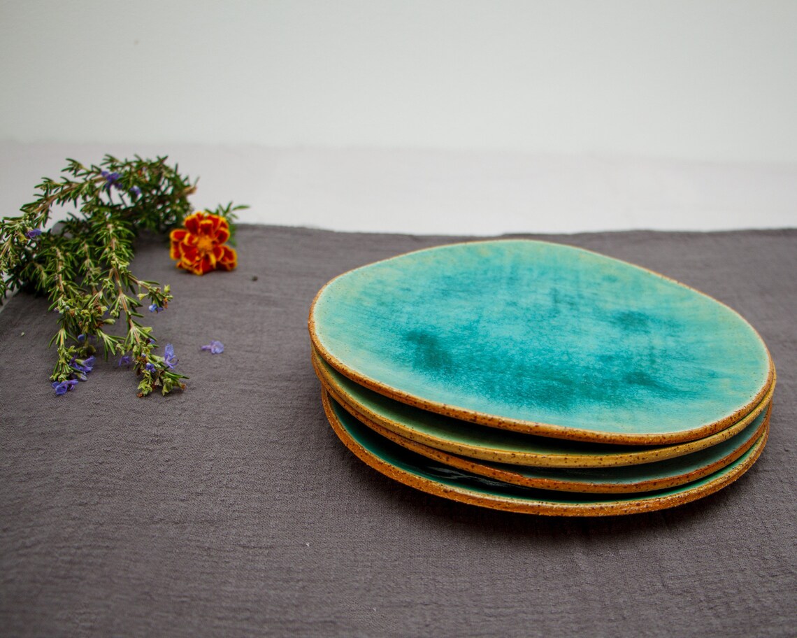 Handmade Pottery Plate Set of 6 Dinnerware Set of Stoneware Etsy