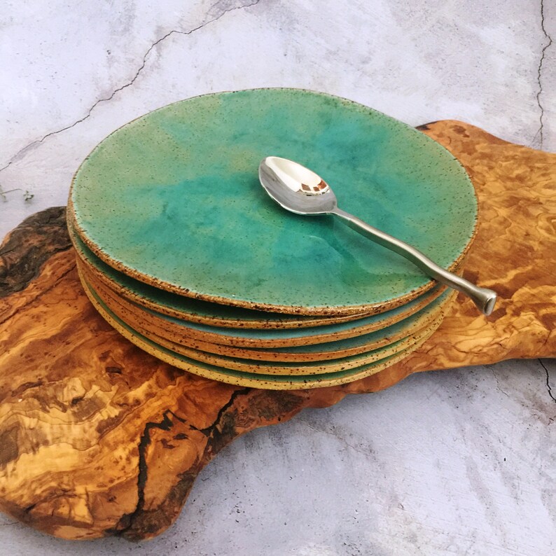 Stoneware Plate Set of 6 Dinnerware Set Pottery Plates for Etsy