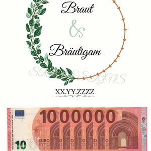 Personligt utskrivbart bröllopskort | Gör-det-själv bröllopsgåva med pengar | PDF-mall | Brud och brudgum | Digital bröllopsgåva