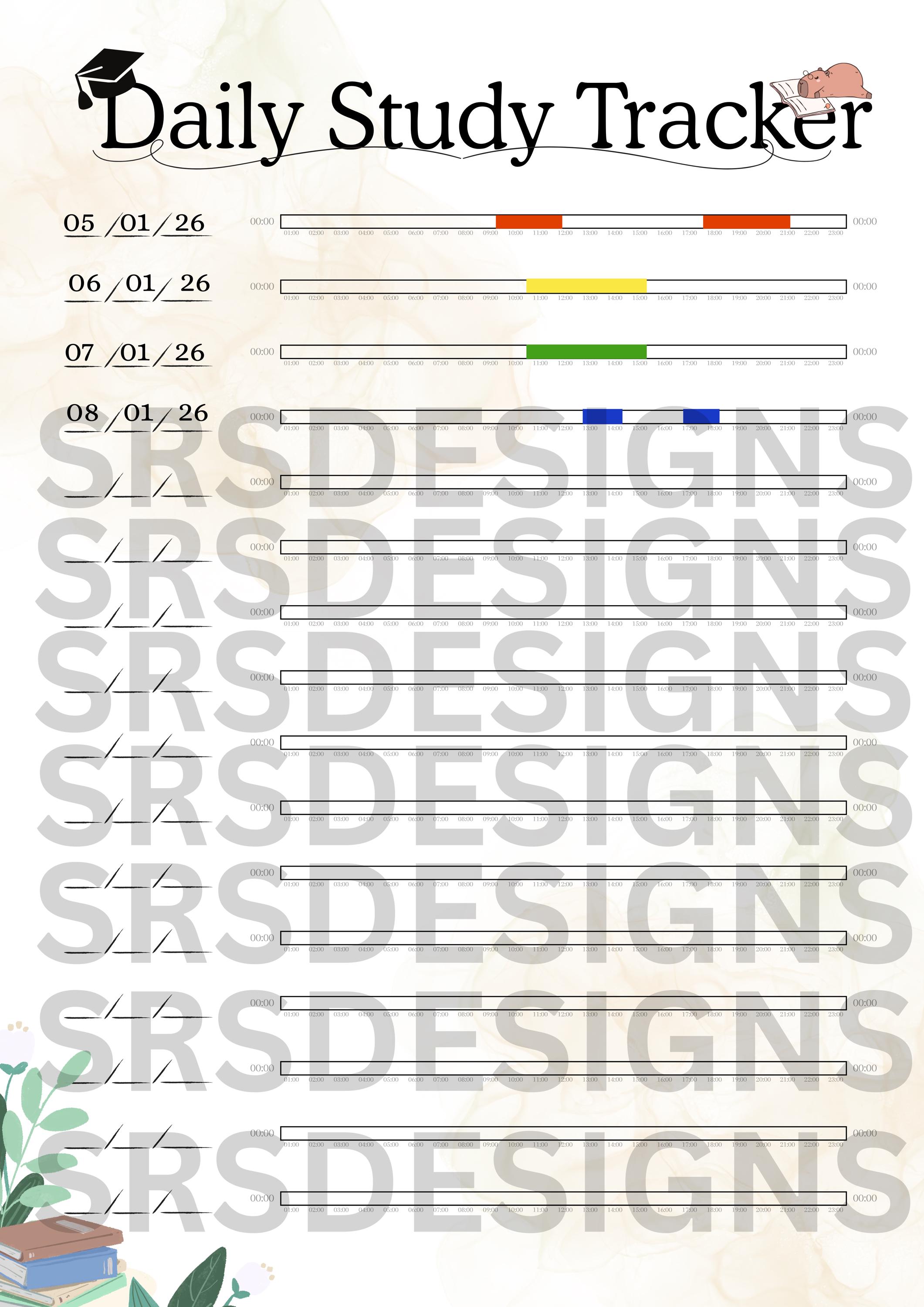 Daily Study Tracker • Printable Study Planner • Time Blocking Learning ...
