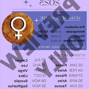 Venus Retrograde 2025 | Astrology PDF Guide | Ingress & OOB Calendar