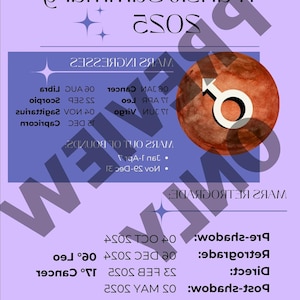 Mars Retrograde 2025 | Astrology PDF Guide | Ingress & OOB Calendar