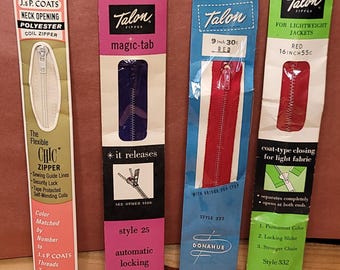 Lot of 4 Vintage Zippers NOS in Original Packaging