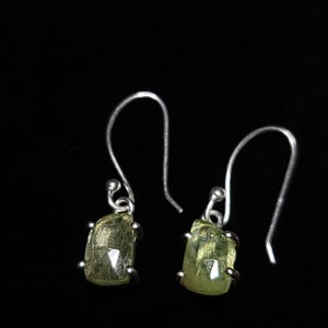 Natural Green Kyanite, Faceted Dangle Earrings, 925 Sterling Silver Earring