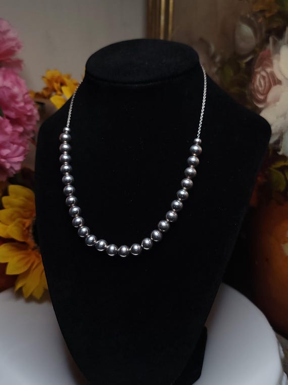 Talbots Sterling Silver Graduated Bead Necklace 925