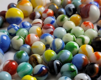 Vintage Mixed Glass Marble Lot Approx 100 Swirl Patch Shooter Marbles