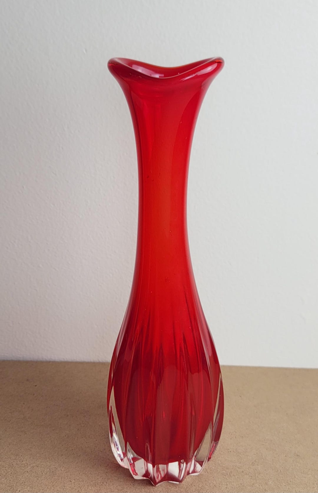 Vintage Ruby Red Art Glass Bud Vase - Etsy