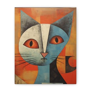 Abstract Cat Wall Art, Colorful Canvas Print, Home Decor, Cat Lover Gift, Artistic Cat Painting, Unique Cat Wall Decor