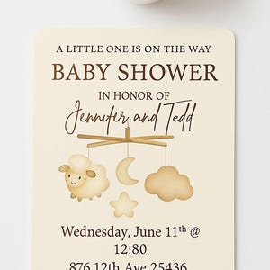 Download leuke uitnodigingen voor babyshowers voor nieuwkomers, genderneutrale kaarten