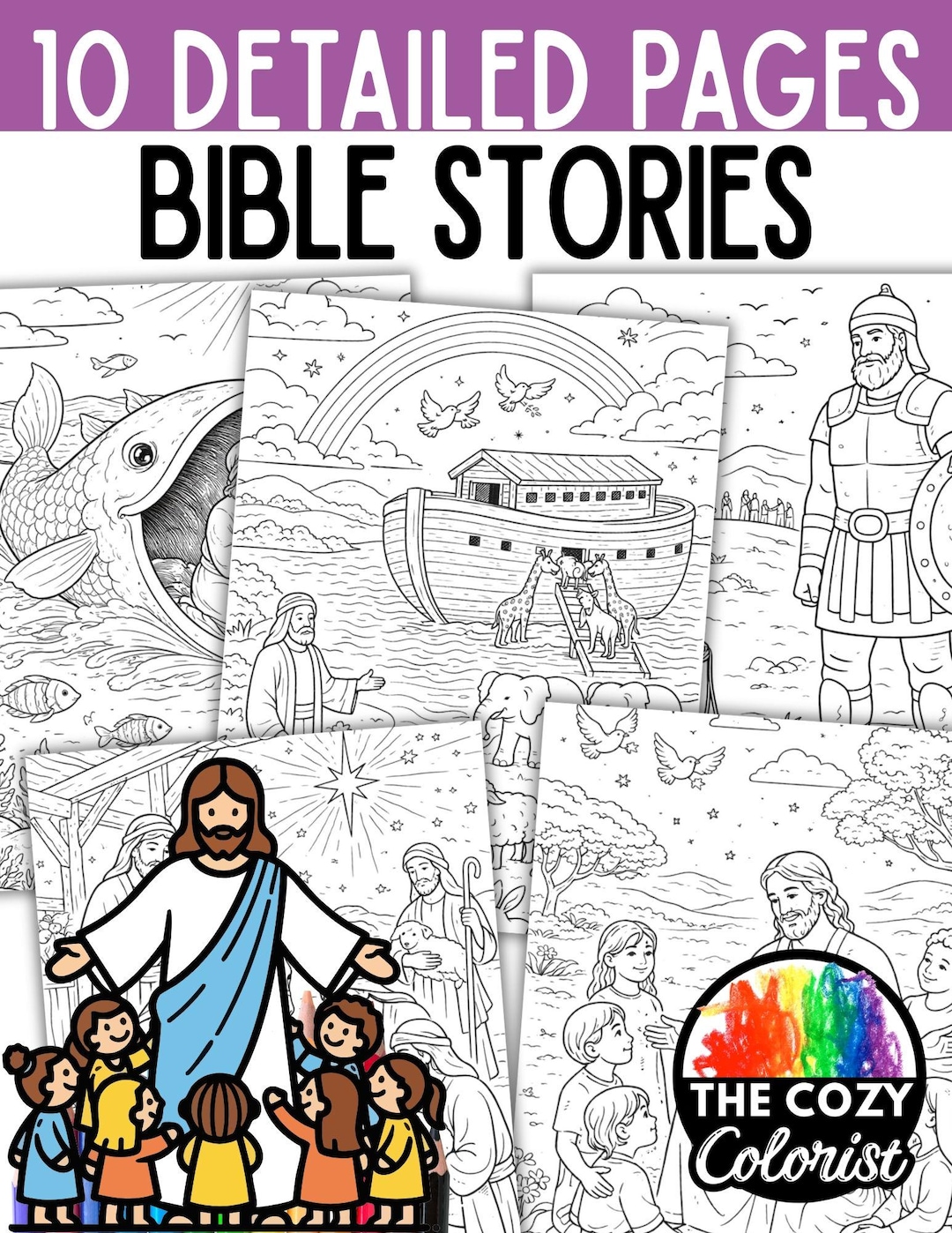 10 Bible Stories Coloring Pages for Kids | Christian Coloring Pages ...