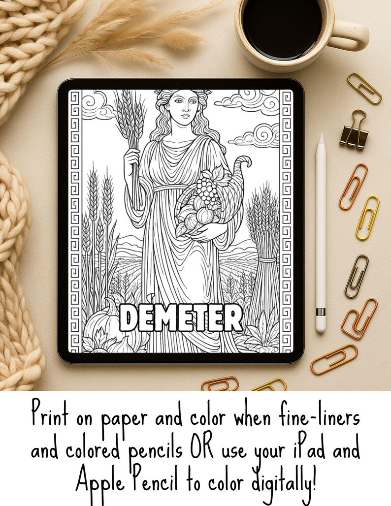 Greek Gods Coloring Pages: Olympian Mythology Art (PDF Downloadable ...
