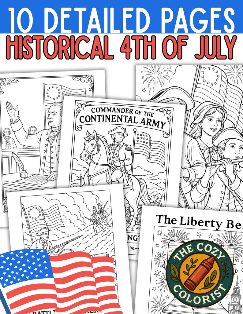 10 American Revolution Coloring Pages: 4th of July US History (PDF Download) - Etsy