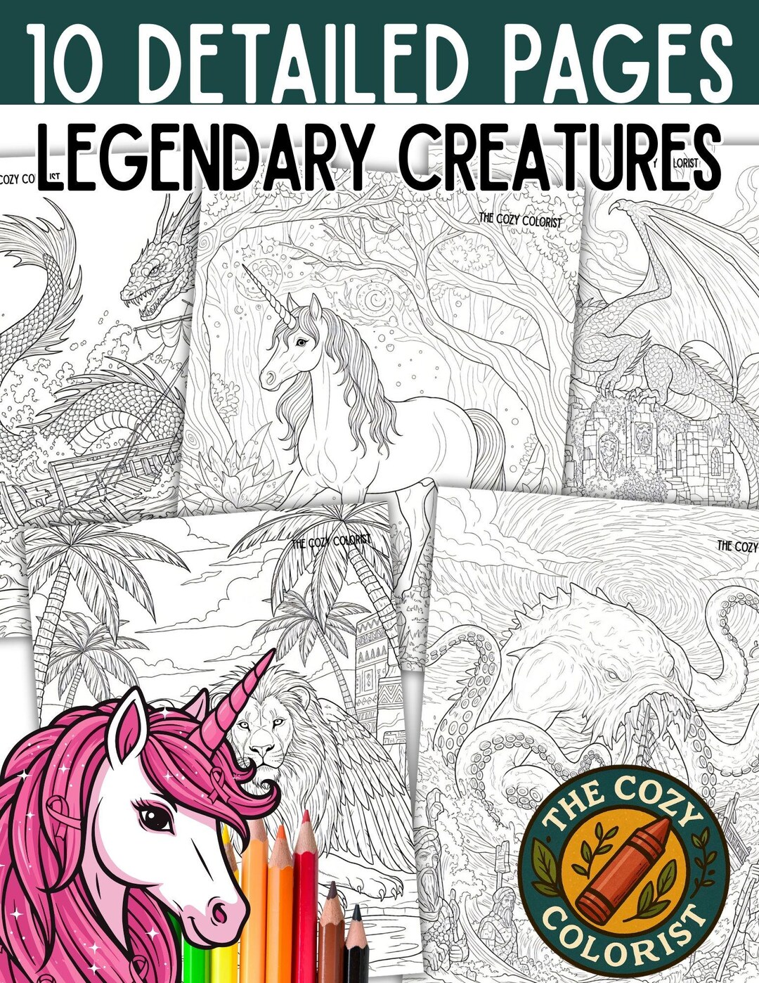 Legendary Creatures Coloring Pages: Detailed Coloring Art Printables ...