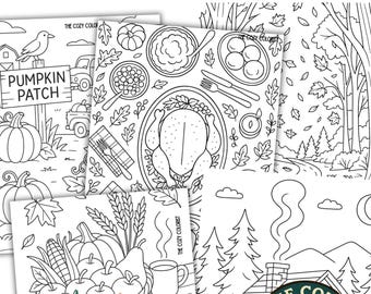 Fall Coloring Pages for Adults, 10 Printable Autumn Coloring Sheets, Seasonal Relaxation Art, PDF Downloadable Adult Coloring Book, 8.5x11"