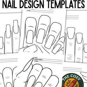 Nail Art Practice Sheets for Designers – 15-Page Nail Template Set | Square, Almond, Stiletto, Ballerina, More | PDF Download