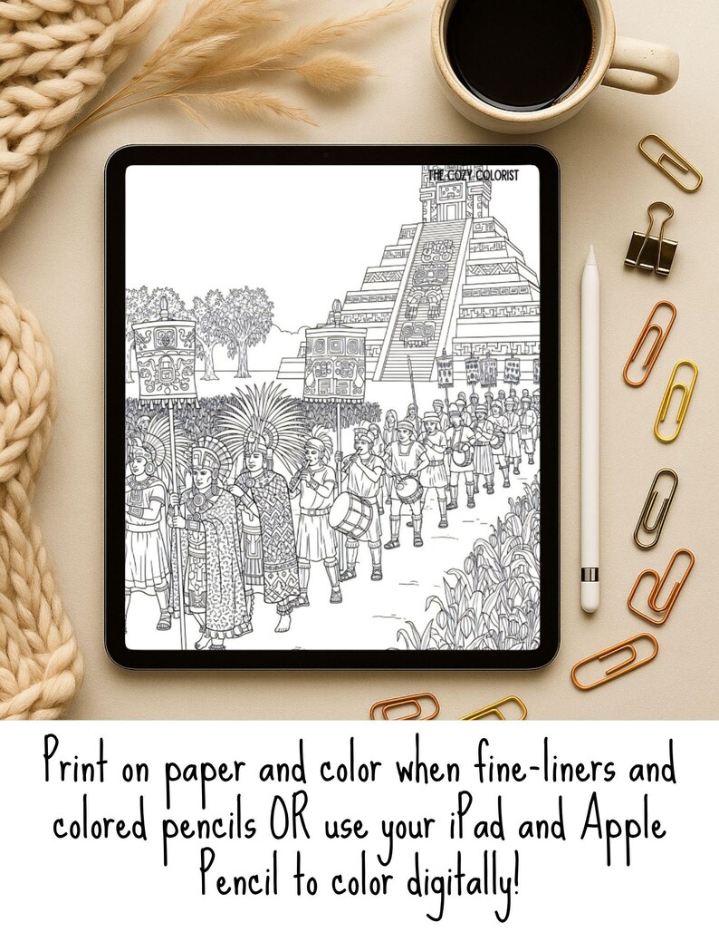 Historical Aztec Coloring Pages: Historical Line Art Printables for ...