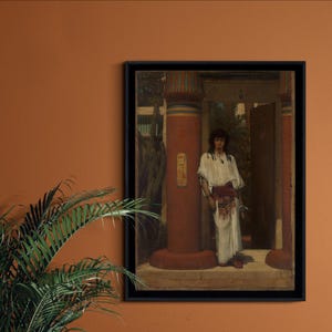 An Egyptian in a Doorway by Sir Lawrence Alma-Tadema, Matte Finish Museum Poster, Orientalist Art Wall Decor, Vintage Historical Print