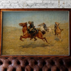 My Bunkie by Charles Schreyvogel - Western Cowboy Art Print, Rustic Matte Horizontal Poster, Vintage Home Decor, Western Wall Art