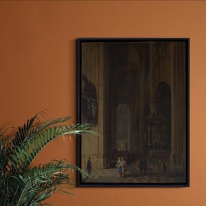 Interior of a Gothic Church at Night, Elegant Vintage Wall Art, Matte Vertical Poster, Gothic Architecture Print, Home Decor Gift