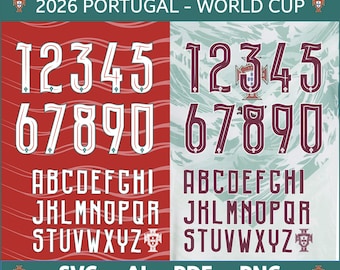 Portugal 2026 Jersey Font Bundle (svg, ai, eps, pdf, png) World Cup Style