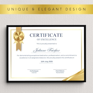 Certificate of Excellence Canva Template for download Excellence Certificate Canva Editable template for Printable Certificate Award Canva