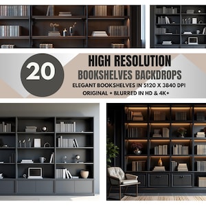 Bookshelves Backdrop Modern background for Zoom meetings Virtual background for Office Presentations and meetings teams background office