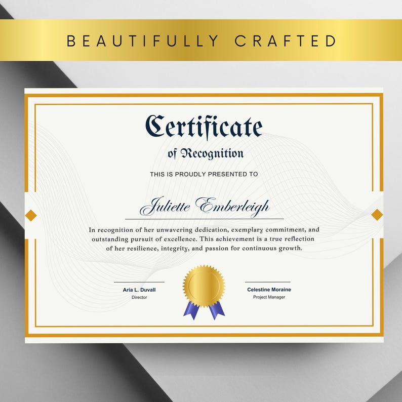 Editable Certificate of Recognition Template Canva Editable Certificate ...