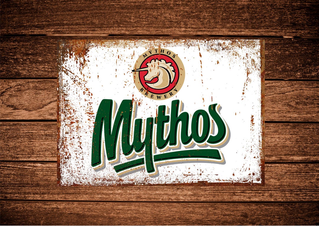 Mythos Sign Mythos Beer Metal Sign: Rustic Mancave Garage Bar Decor - Etsy UK