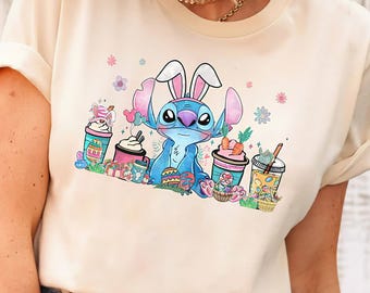 Camiseta de Pascua de Disney Comfort Colors®, camiseta del Día de Pascua, camiseta de Stitch de Pascua, camiseta linda de Stitch de Disney, camiseta de Pascua para niños, Disney Fam