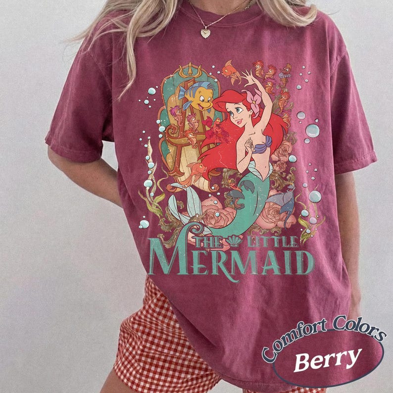 Comfort Colors® The Little Mermaid Shirt, Disney T-shirt, Women's Little Mermaid Ariel Shirt, Ariel Mermaid Shirt, Disney Ariel Shirt zdjęcie 3