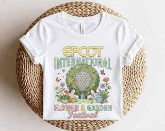 Comfort Colors® Retro Epcot Flower and Garden Festival Shirt, Disney Spring Vacation Tee, Spaceship Earth Floral T-Shirt, Disney World Trip