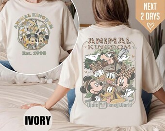 Retro Comfort Colors Mickey and Friends Safari 2 Sided Shirt, Disney Safari Mode Shirt, Animal Kingdom Safari Shirt, WDW Mickey Safari Shirt