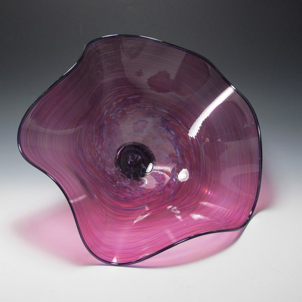 Blown Glass Bowl  - Pink Cranberry Purple Glass - Art Glass - OOAK - Handmade - Glass Bowls