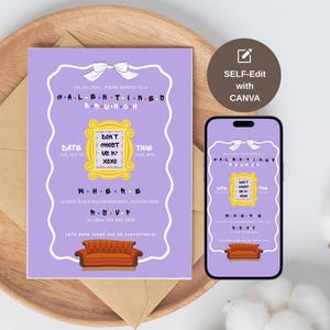 Friends Tvshow Galentines day Invitation Friends Tvshow Theme Party Invitation Purple Girls Day Out E-Invitations Valentine's Day Invites