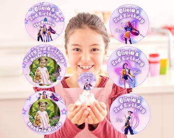 K-POP Demon Hunters Huntrix bewerkbare afdrukbare verjaardag cupcake toppers BTS Huntrix Digital Party Decor Huntrix-thema verjaardag voor fans 090025