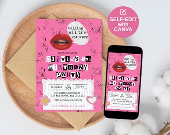 Burn Book Birthday Party Invitation Template Mean Girls Inspired Birthday Invites Printable Pink Burn Book Themed Birthday Party Digital MB1