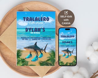 Italian Brainrot Birthday Invitation Tiktok Viral Tralalero Tralala Themed Party Tralalero Tralala Funny Brainrot Sea Shark Invite Evite